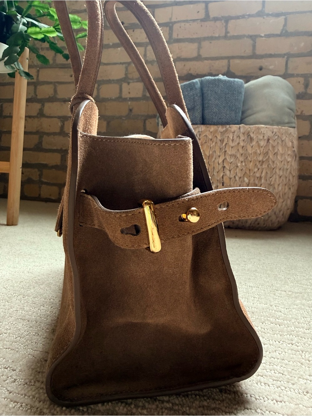 Prada Brown Suede Top-Handle Satchel| Dust Bag Included ✨ - Picture 4 of 11
